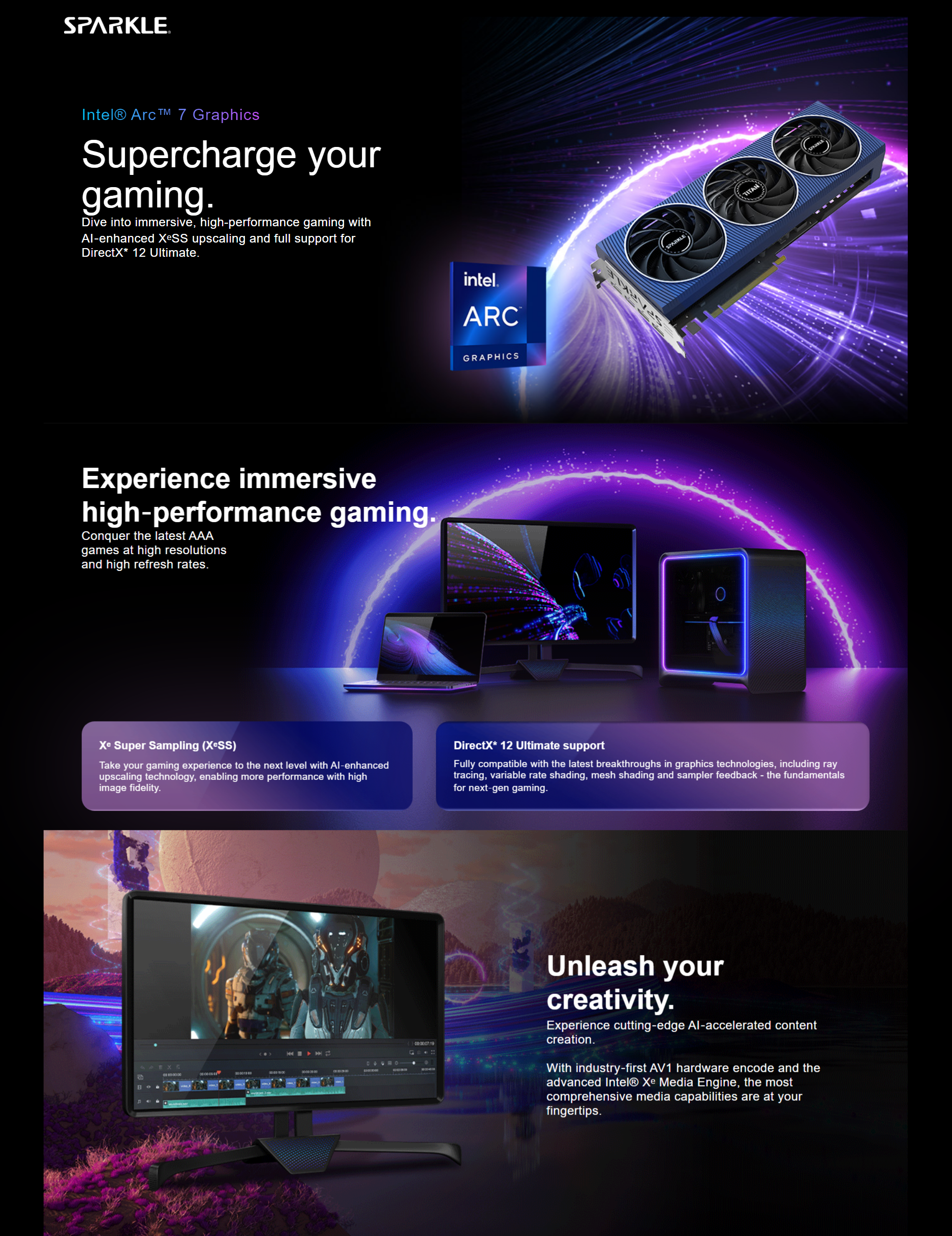 A large marketing image providing additional information about the product SPARKLE Intel Arc A770 TITAN OC 16GB GDDR6 - Additional alt info not provided